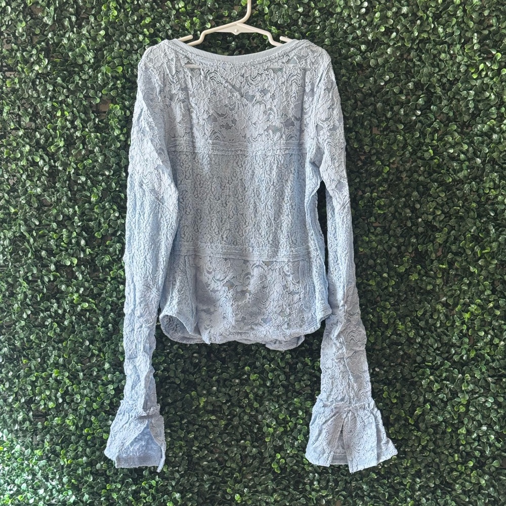 FREE PEOPLE Sheer Lace Flared Long Sleeve Top - Picture 5 of 11